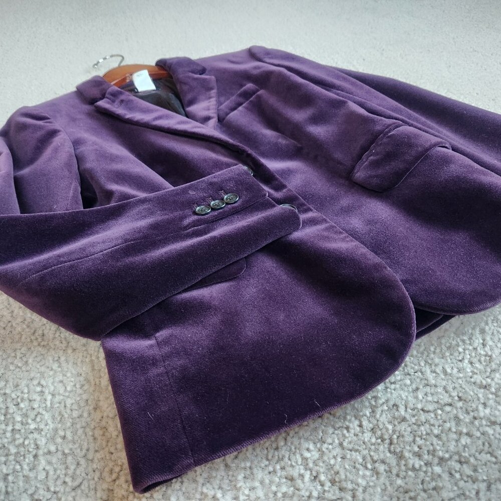 J. Crew Velvet Schoolboy Blazer Plum Eggplant Purple - Picture 9 of 12